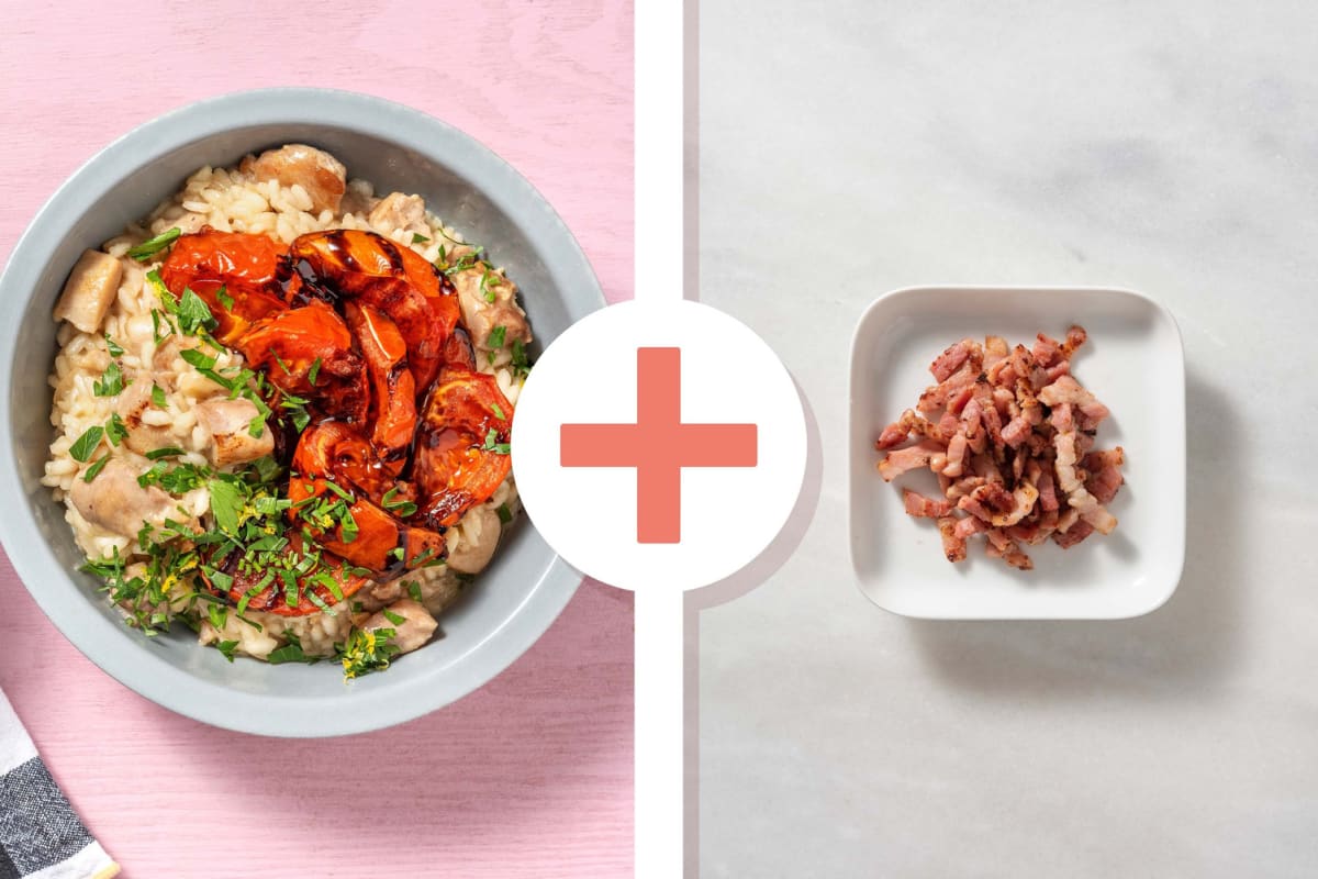 Chicken and Roasted Tomato Risotto with Bacon