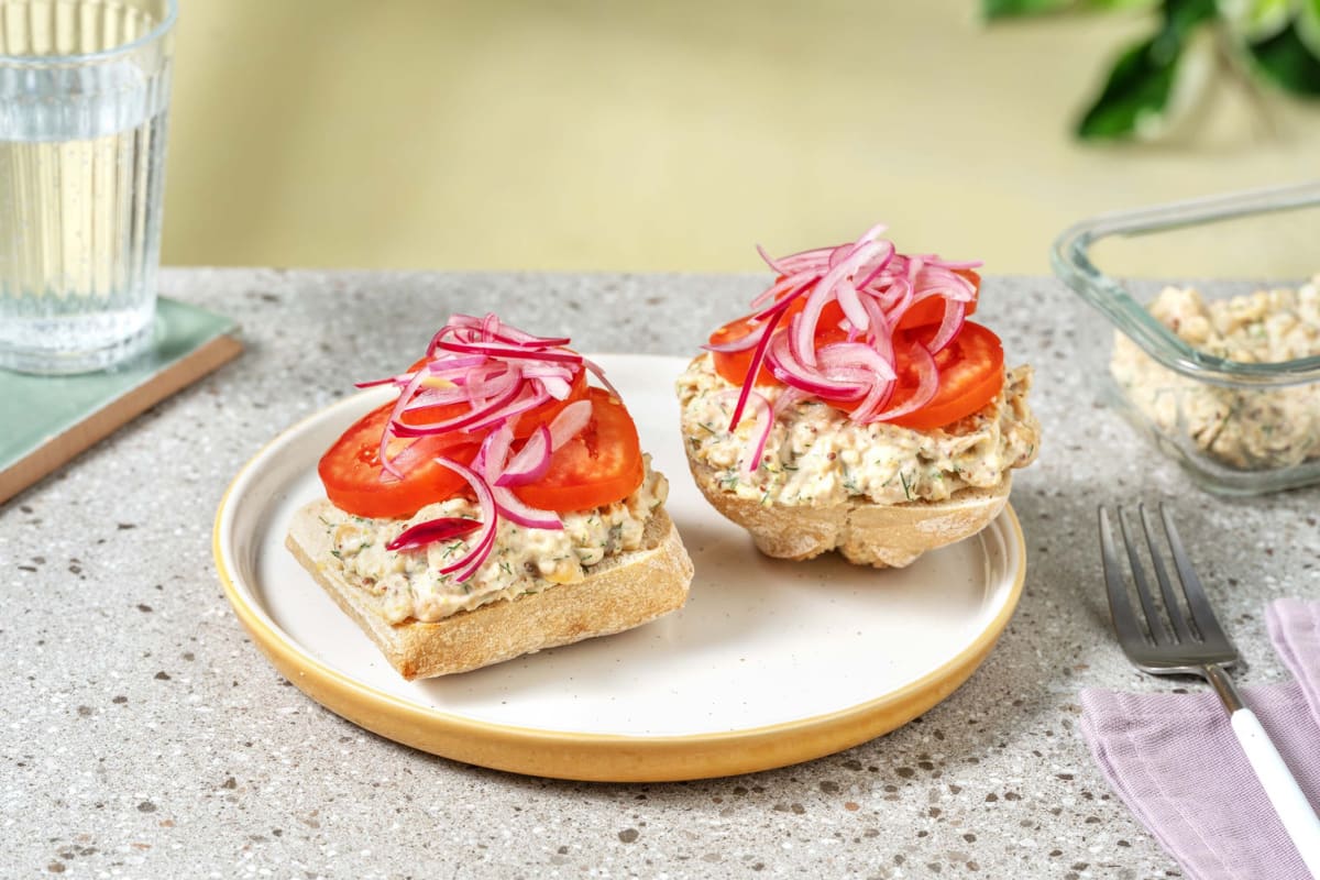 Smashed Chickpea Salad on Crusty Ciabatta