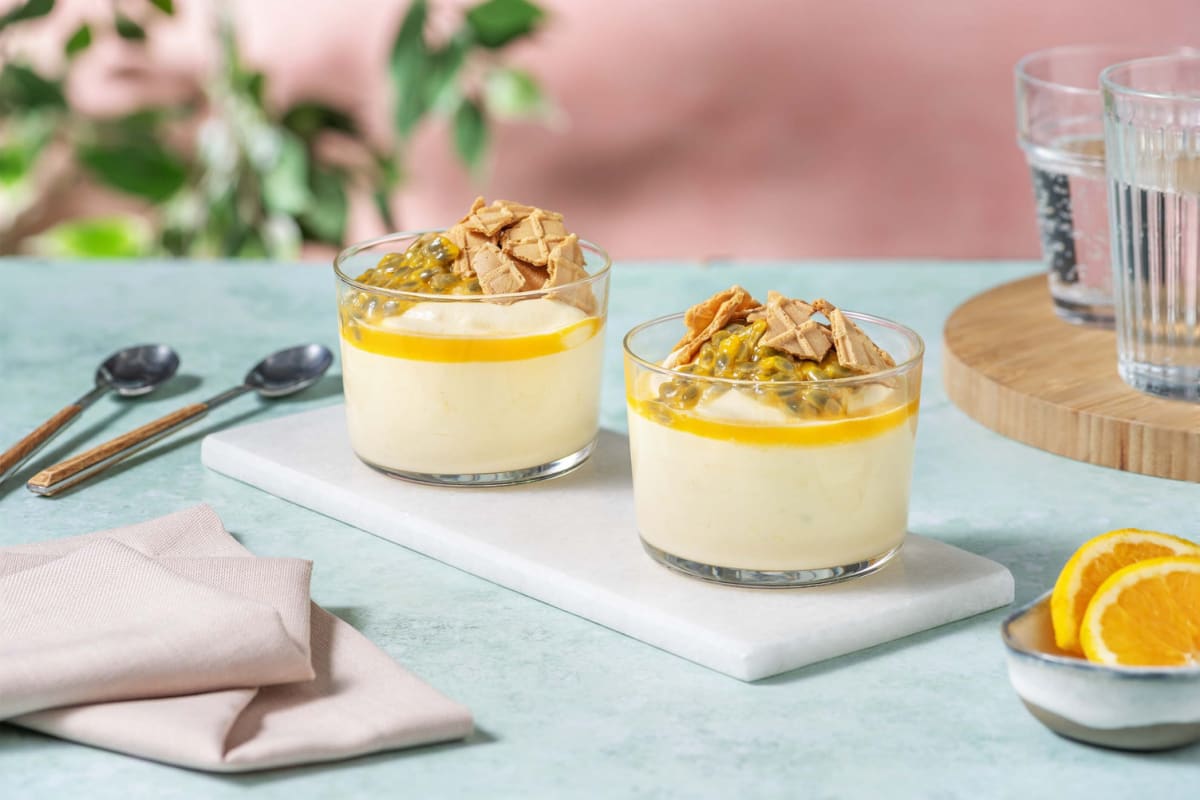 Crème de mangue aux fruits de la passion et orange