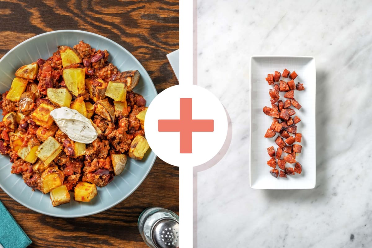 Mexican Style Beef and Kidney Bean Hash with Chorizo