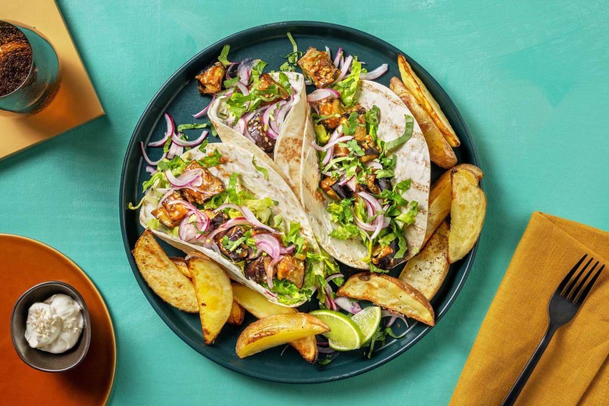 Miso Glazed Aubergine Tacos