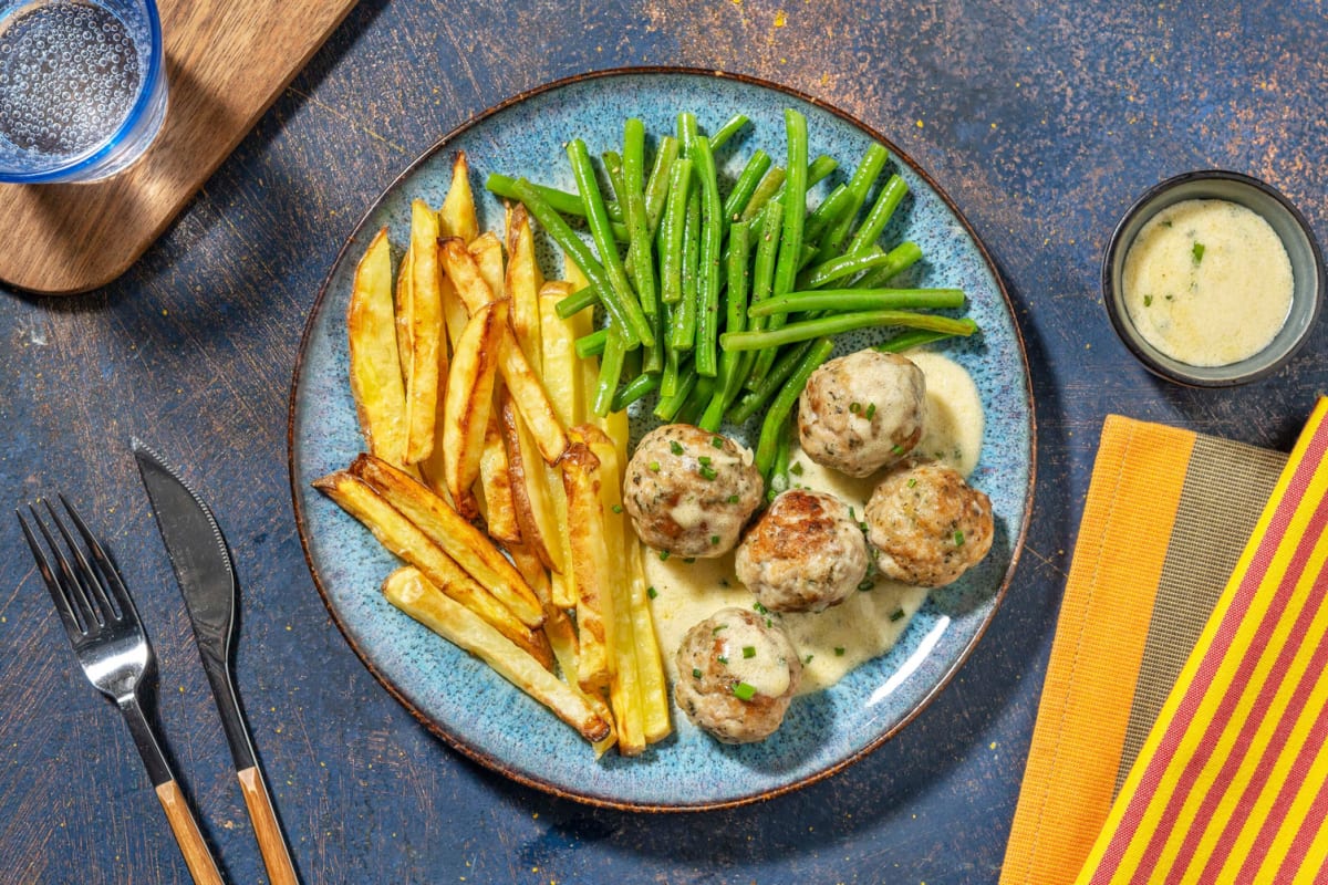 Pork Meatballs in Creamy Chive Sauce