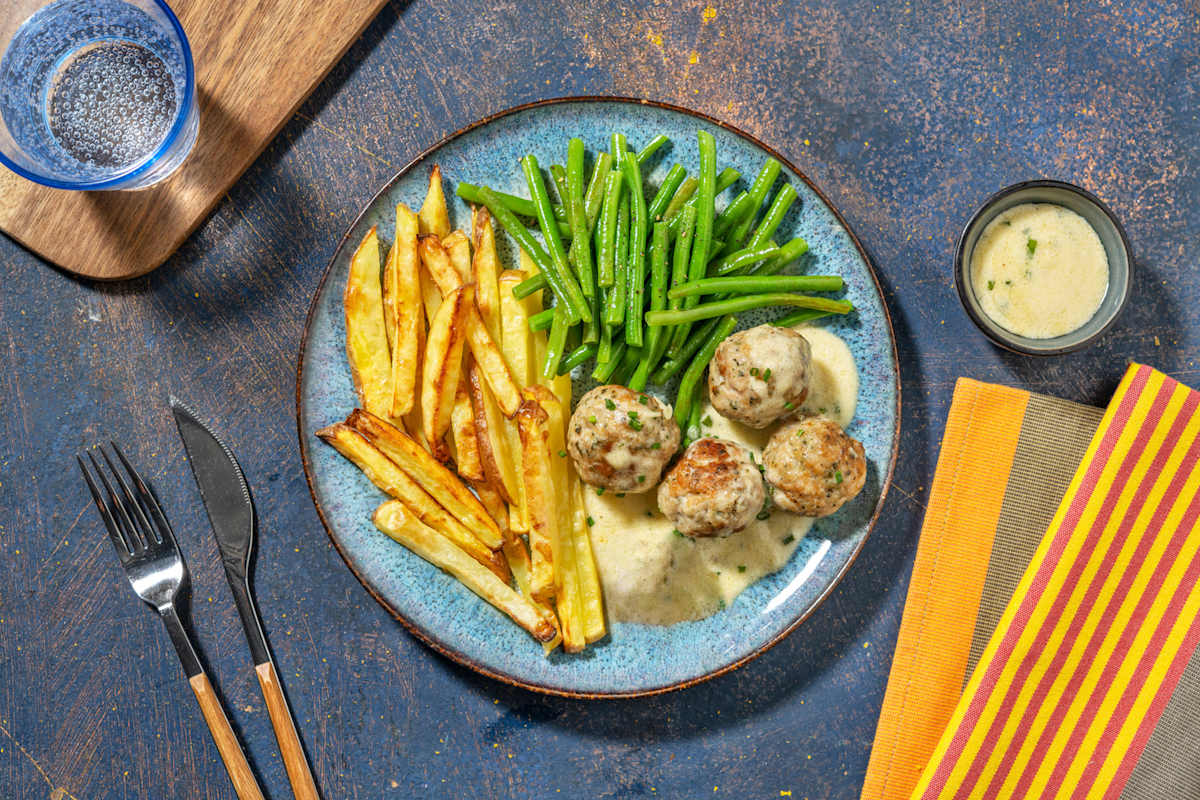 Beef Meatballs in Creamy Chive Sauce