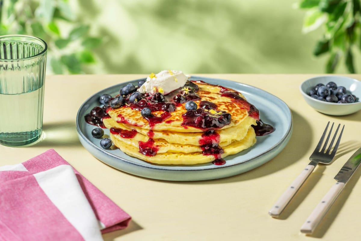 Pancakes au fromage frais & myrtilles