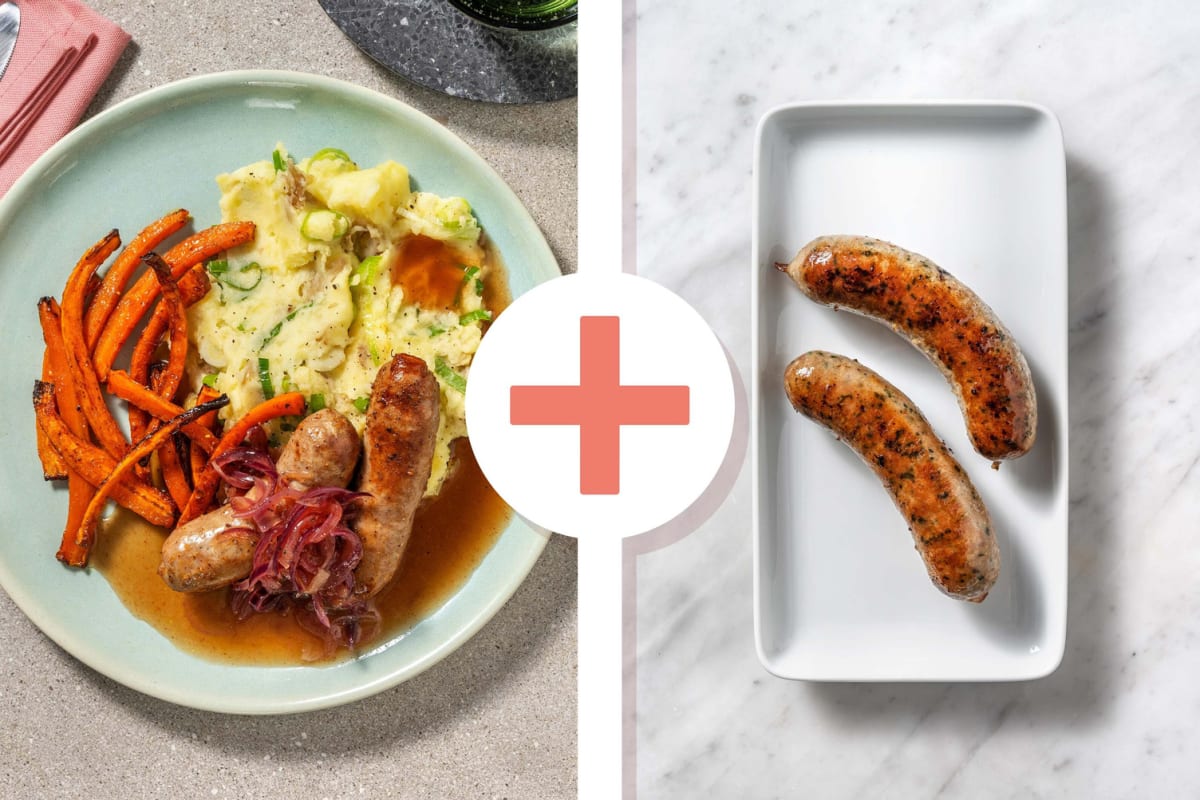 Double Cumberland Sausages and Spring Onion Mash