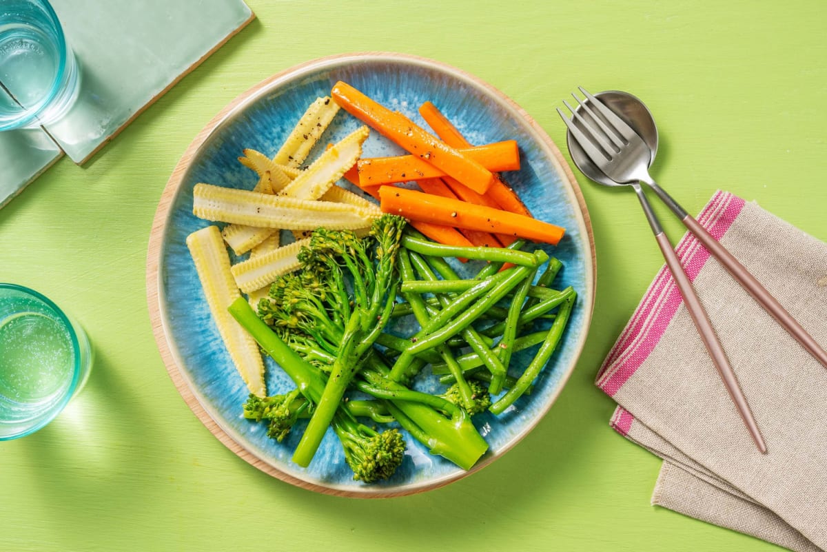 Baby Corn, Carrots and Greens Veg Sides