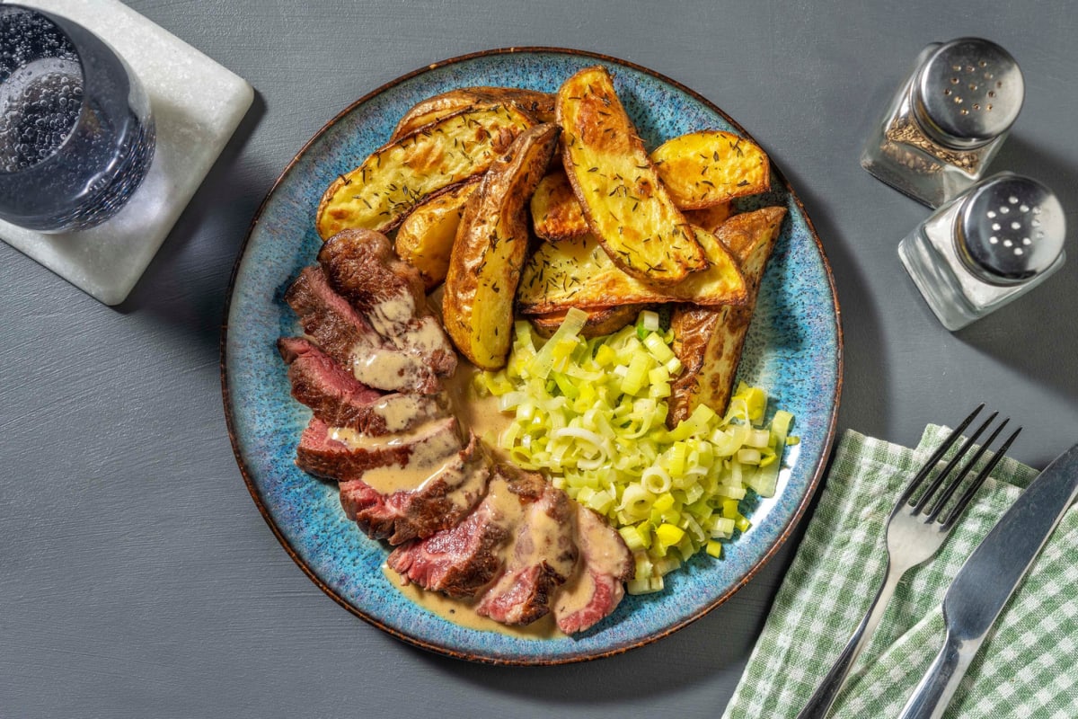 Pavé de bœuf sauce au poivre maison