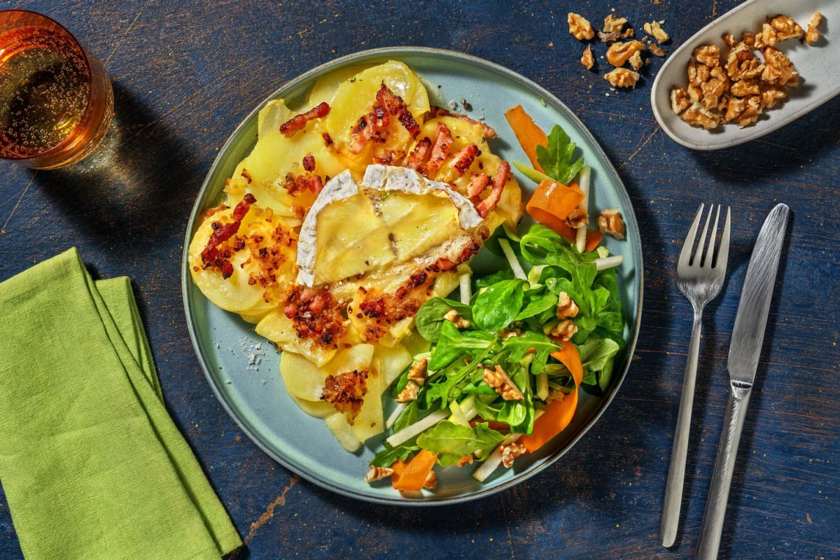 Gratin camembert & lardons façon tartiflette