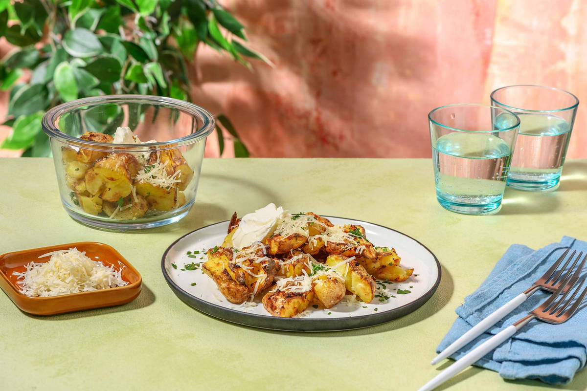 Roasted Garlicky Smashed Potatoes Recipe HelloFresh