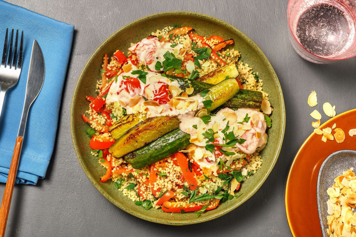 Charred Courgettes in Tomato Yoghurt Sauce