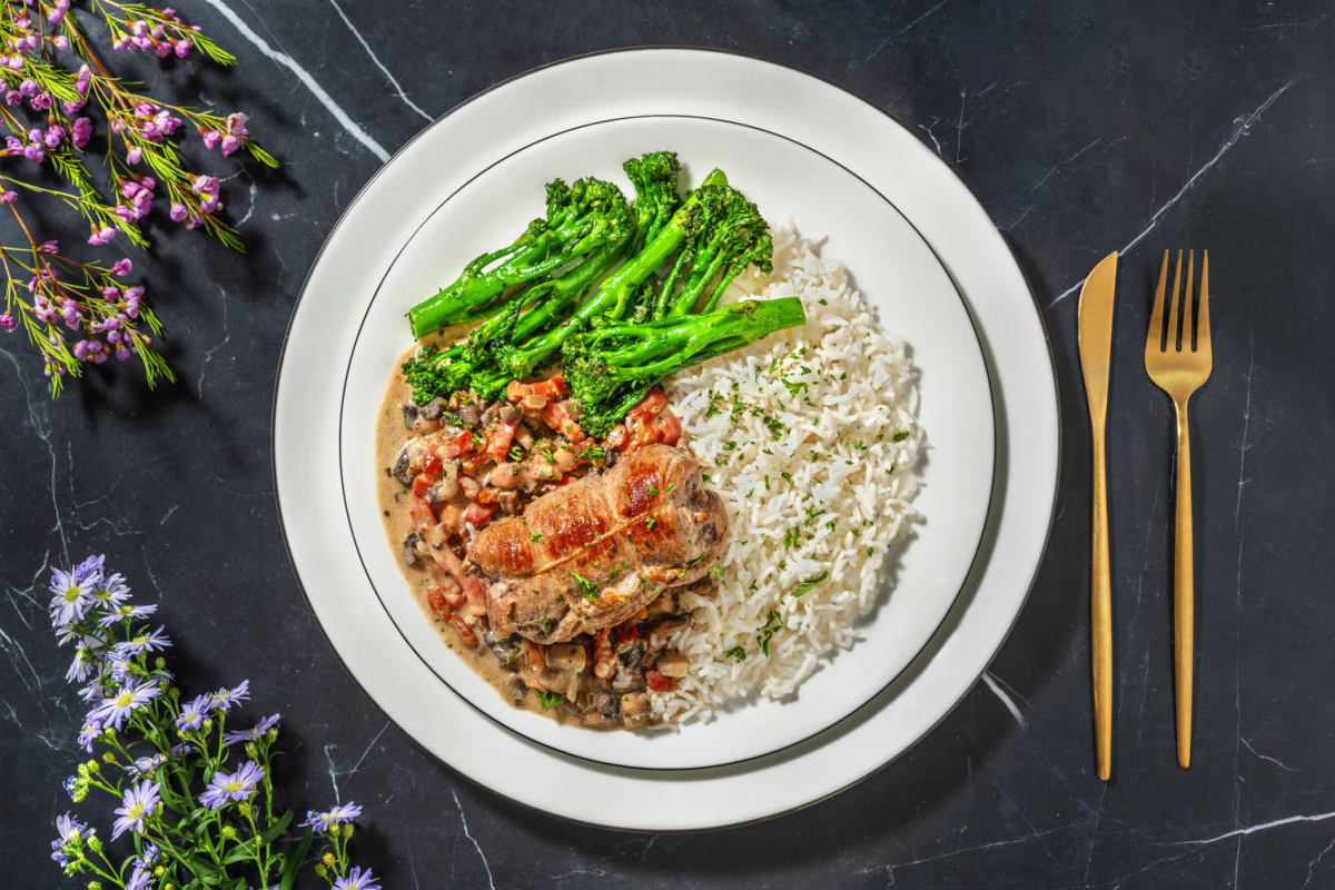 Paupiette de veau & sauce crémeuse aux lardons