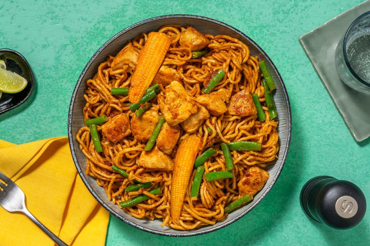 Thai Style Peanut Chicken Noodles