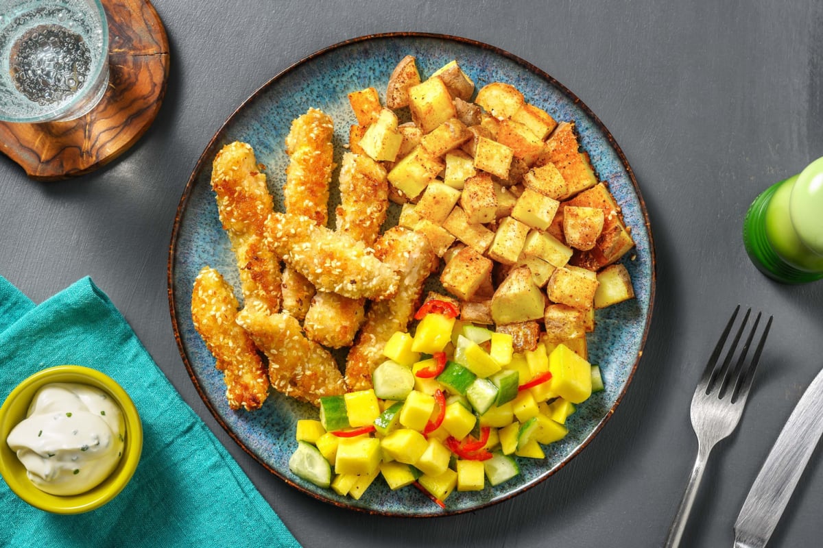 Panko- og sesampanert svinekjøtt