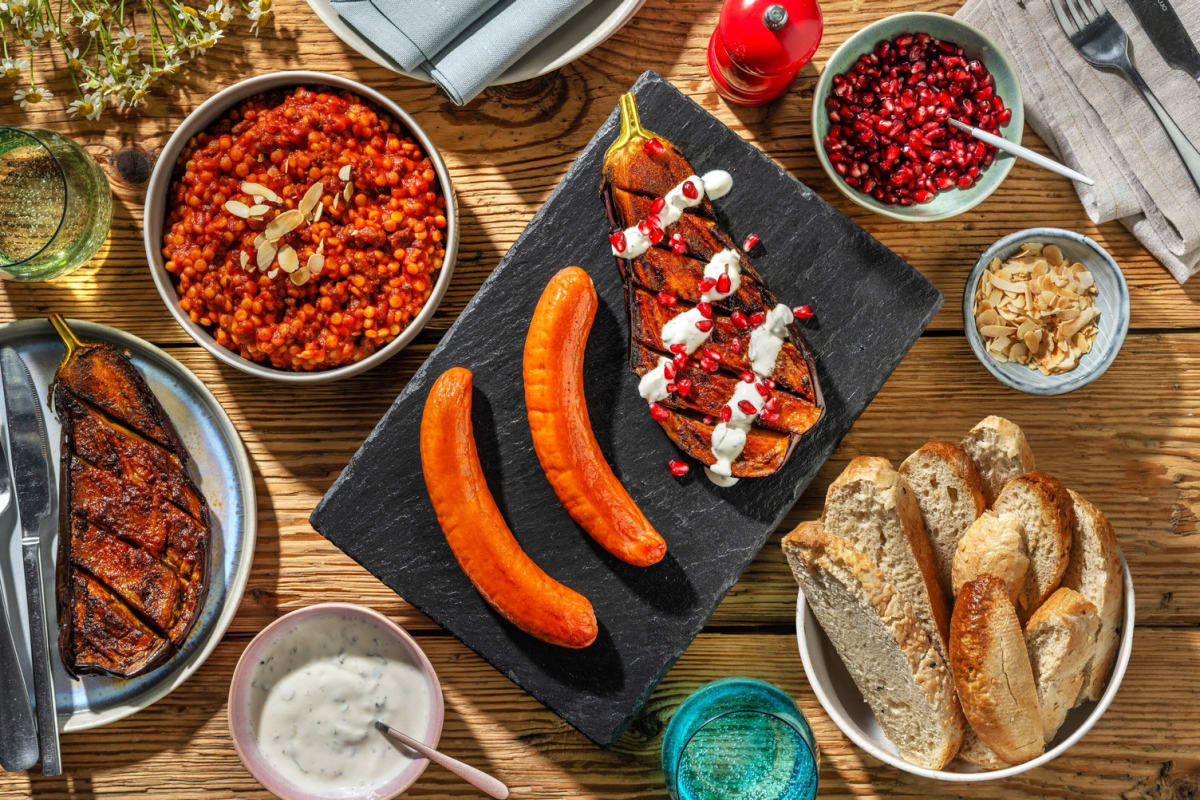 Couscous perlé à l'orientale avec bœuf haché et merguez de poulet