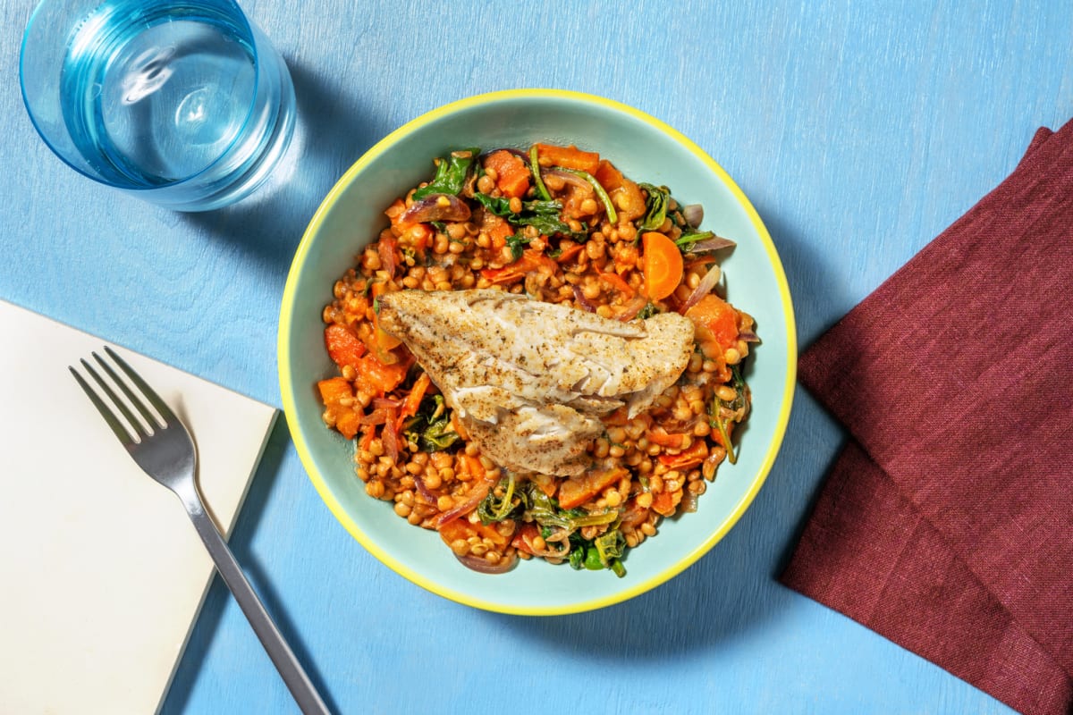 Spiced Hake and Lentils