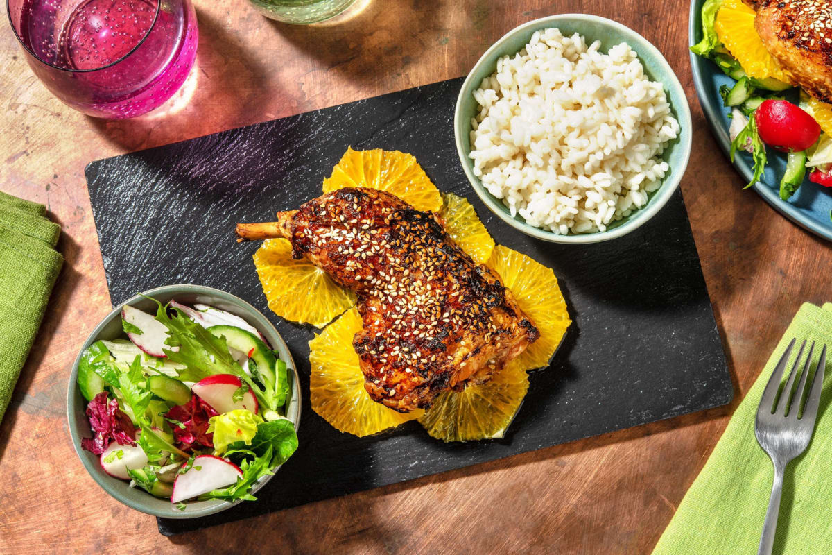 Cuisse de poulet confite croustillante laquée au ketjap Recette