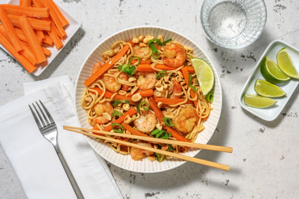 Pad Thai light di gamberetti aromatizzati al lime