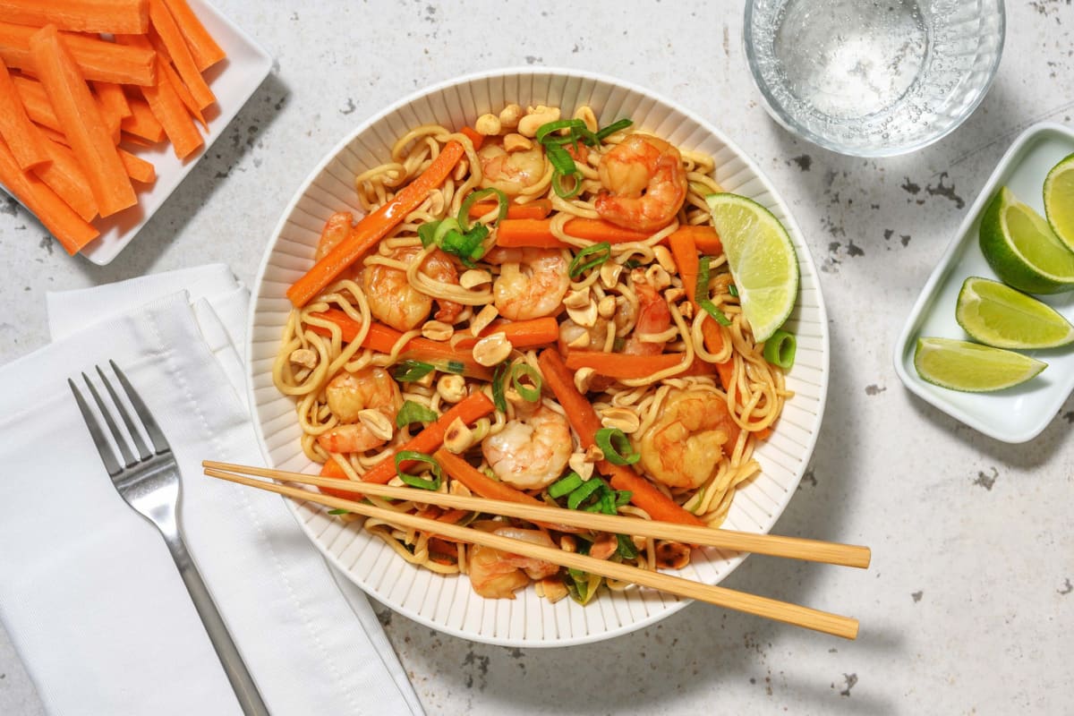 Pad Thai light di gamberi aromatizzati al lime