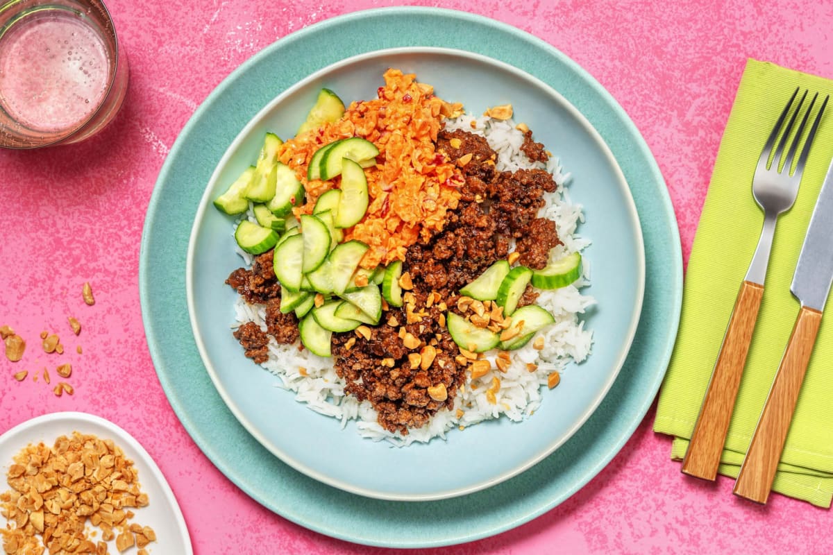 Vietnamesische Hoisin-Rinderhackfleisch-Bowl