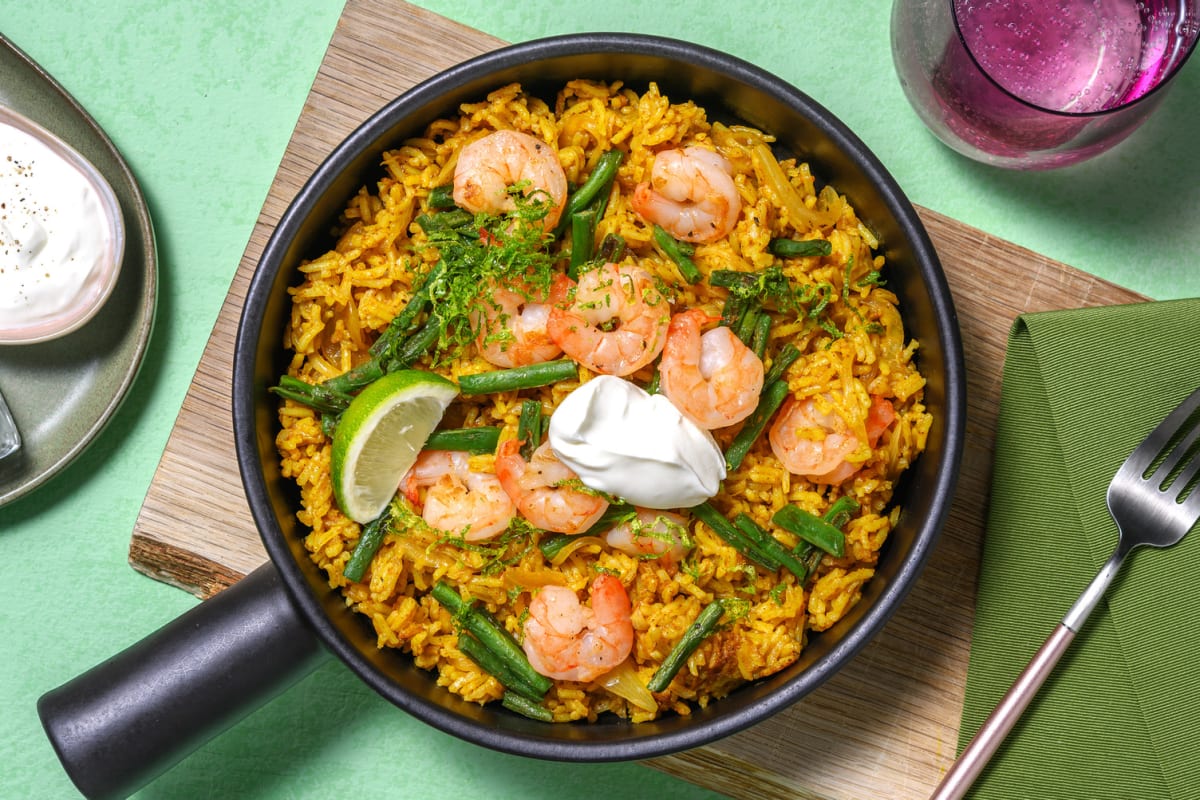 Korma Style Spiced Prawn Pilaf	