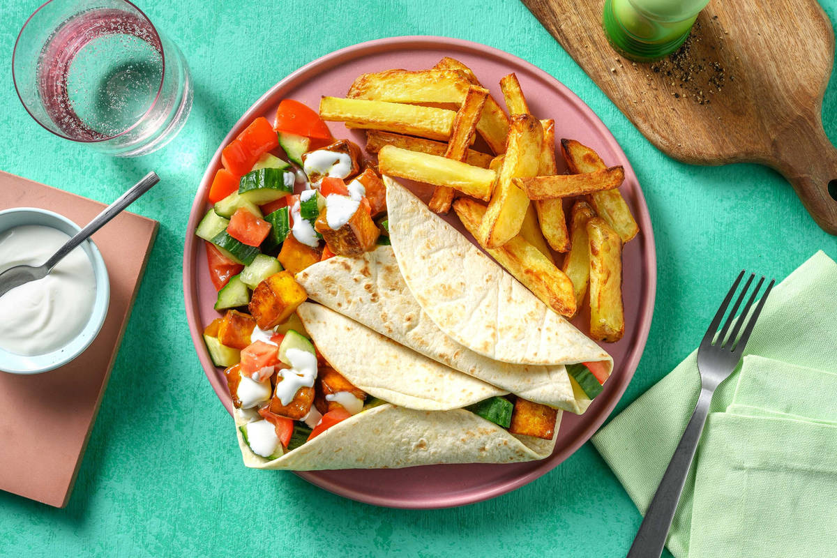 Korma Glazed Tofu Wraps and Chips Recipe HelloFresh