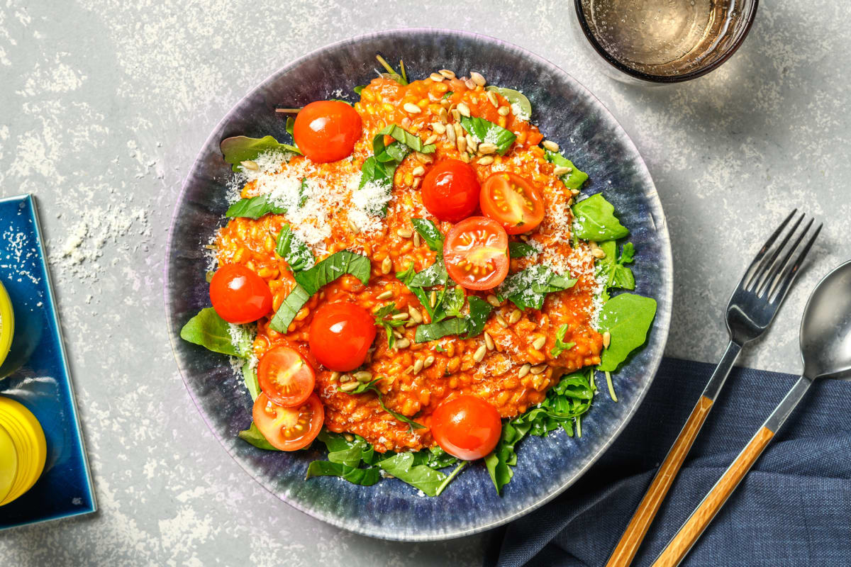 Risotto tomate-basilic au lait de coco