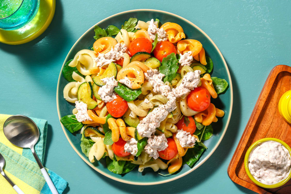 Lauwwarme pastasalade met tonijn