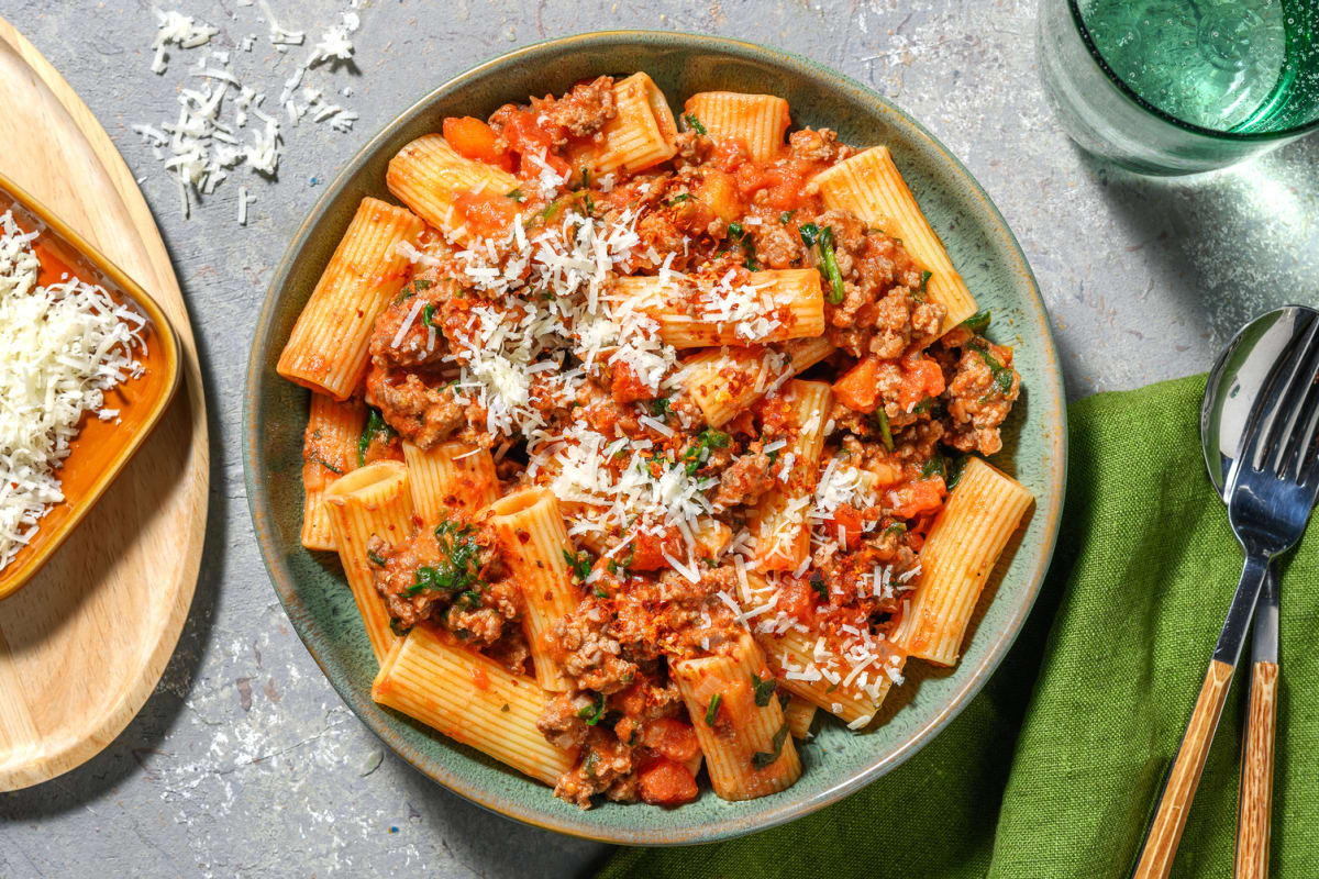 Beef and Spinach Rigatoni