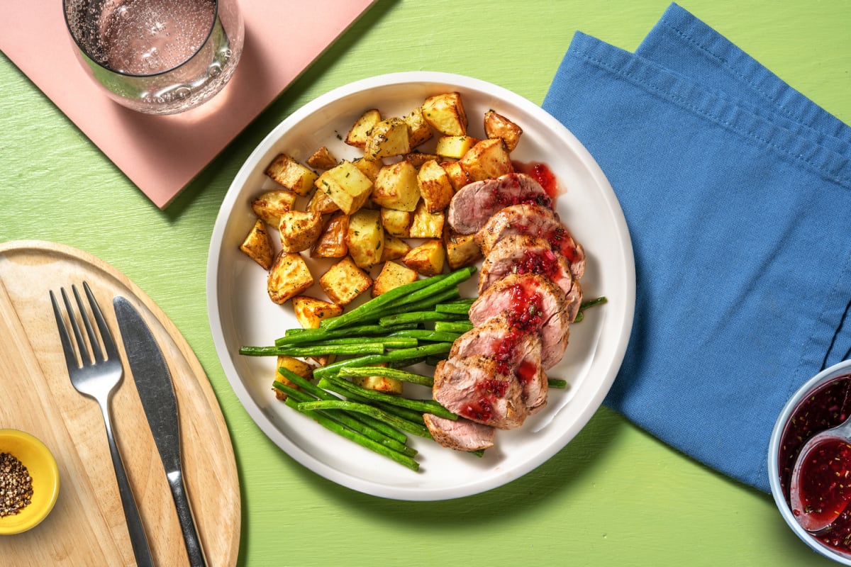 Varkenshaas met aardbei-balsamicosaus