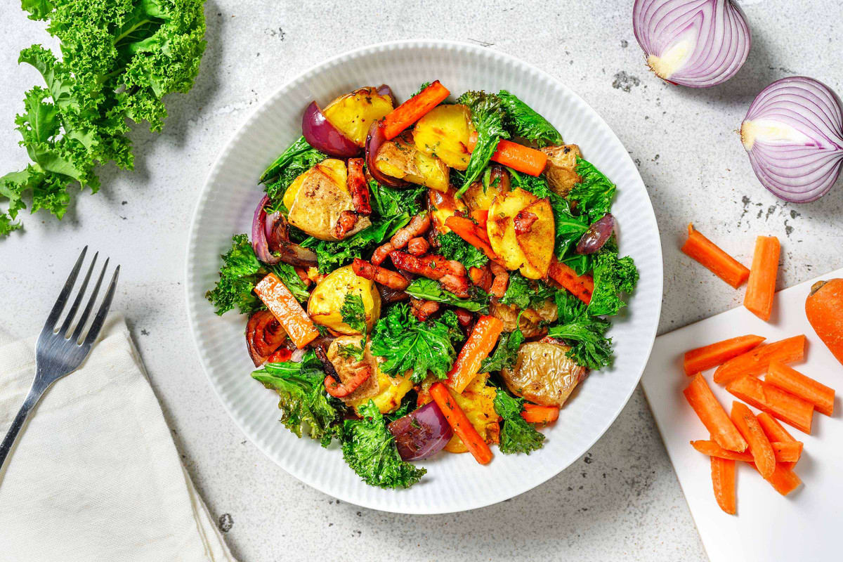 Warm Roast Potato, Bacon and Crispy Kale Salad