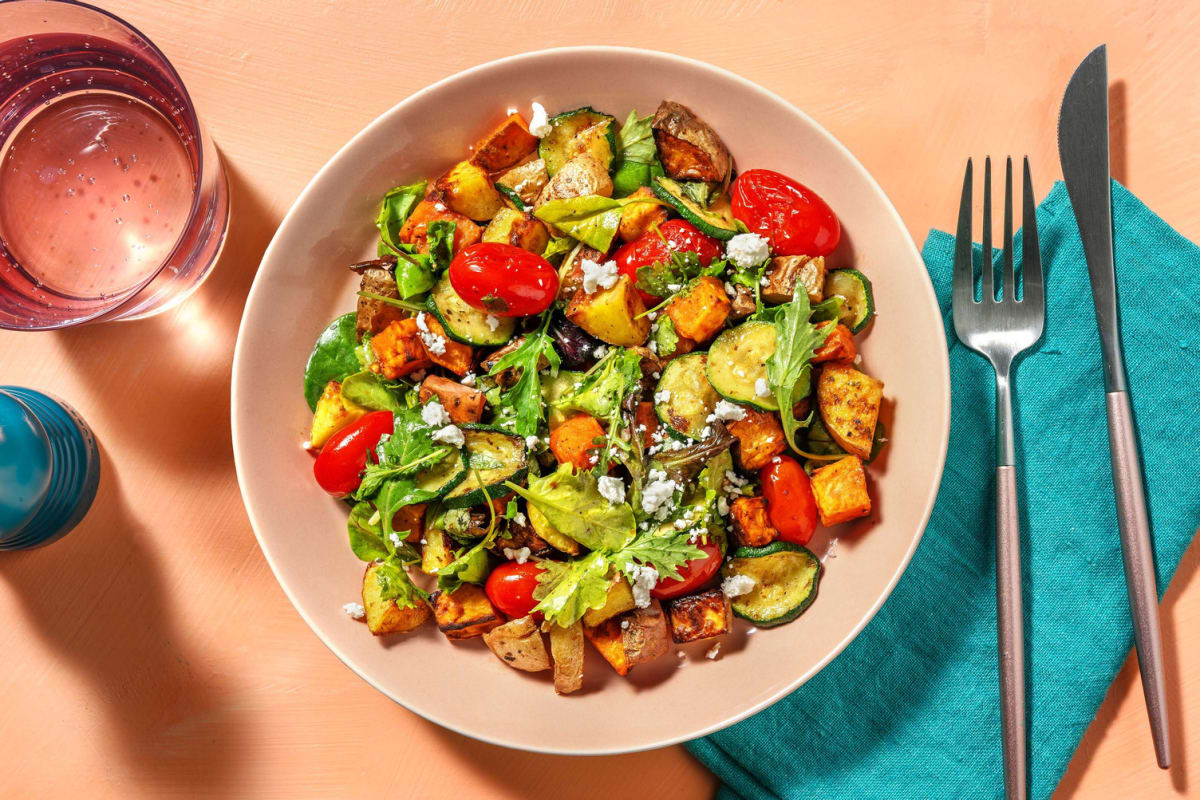 Warm Pesto Roasted Veg Salad