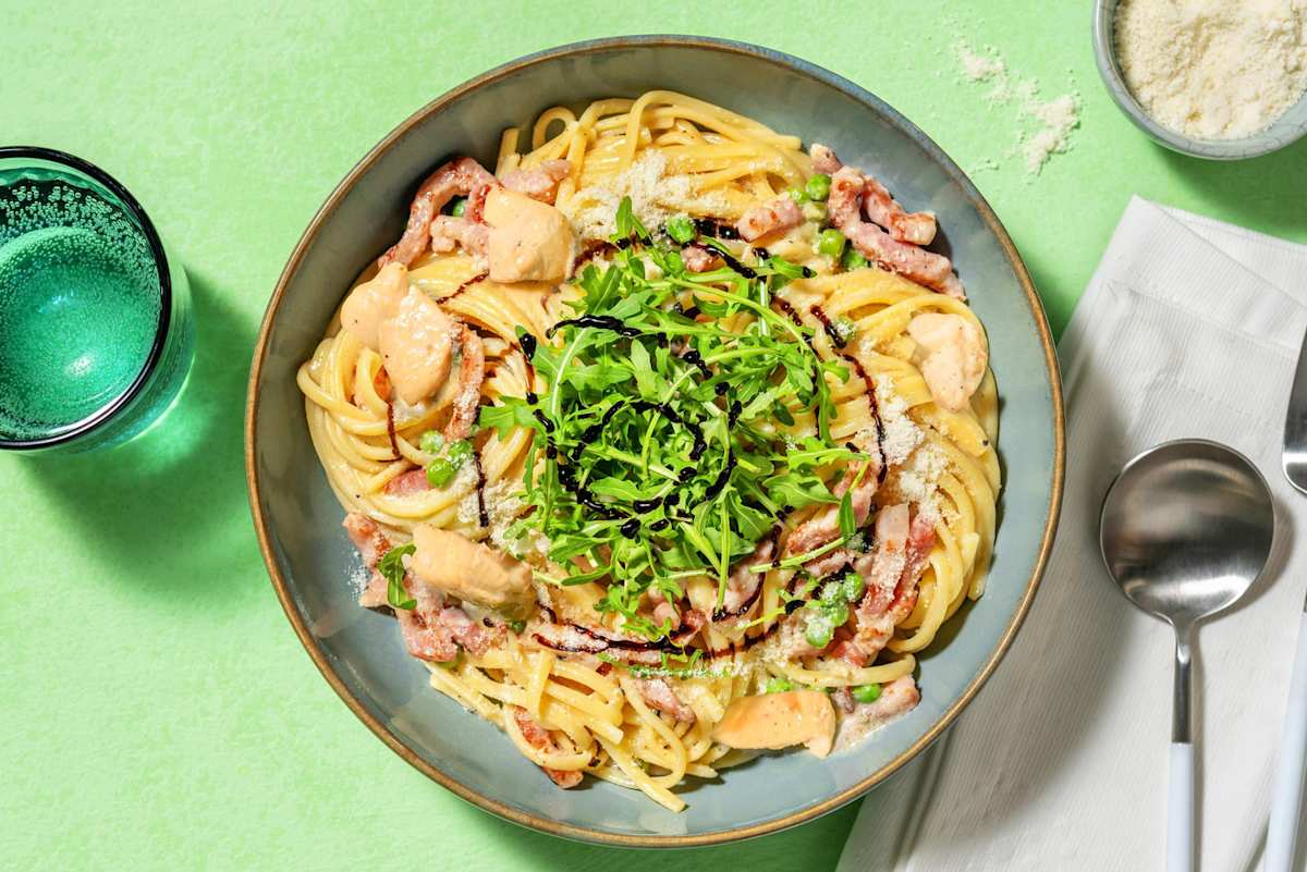 Brilliant Chicken and Bacon Linguine Alfredo