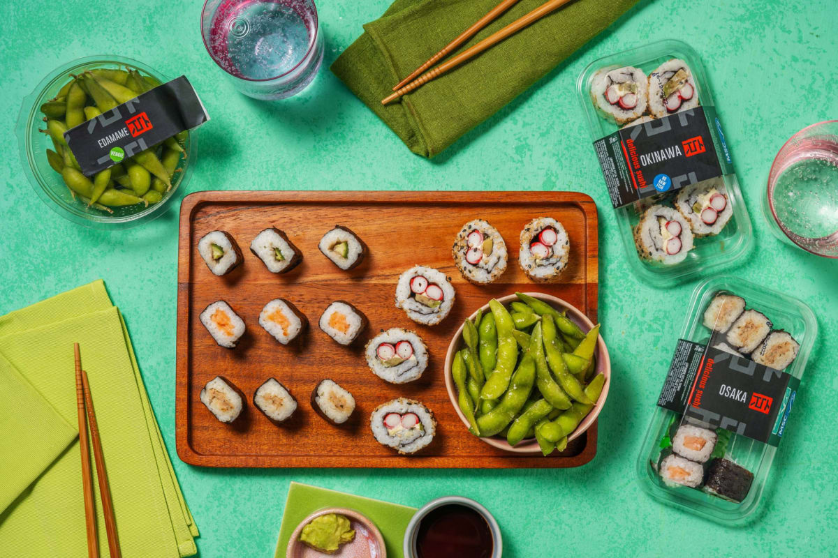 Sushi trio - Okinawa, Osaka & Edamame