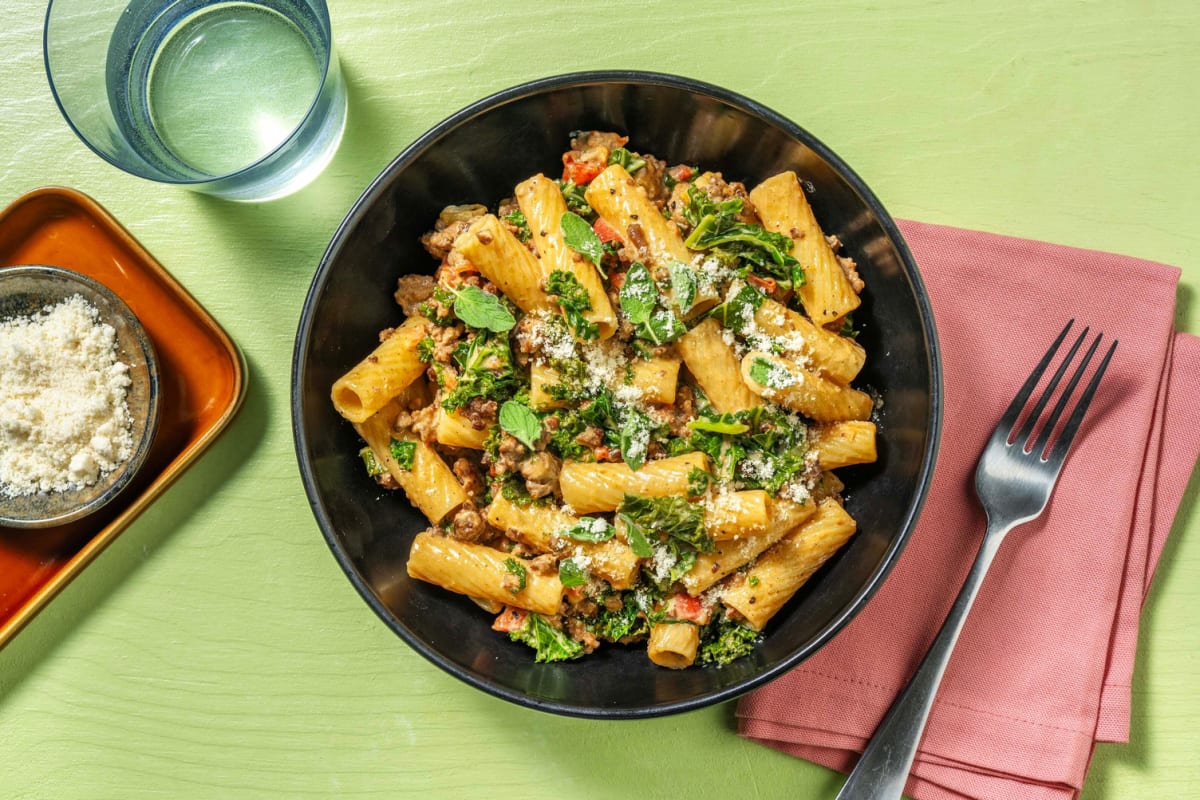 Tuscan spiced mixed mince rigatoni