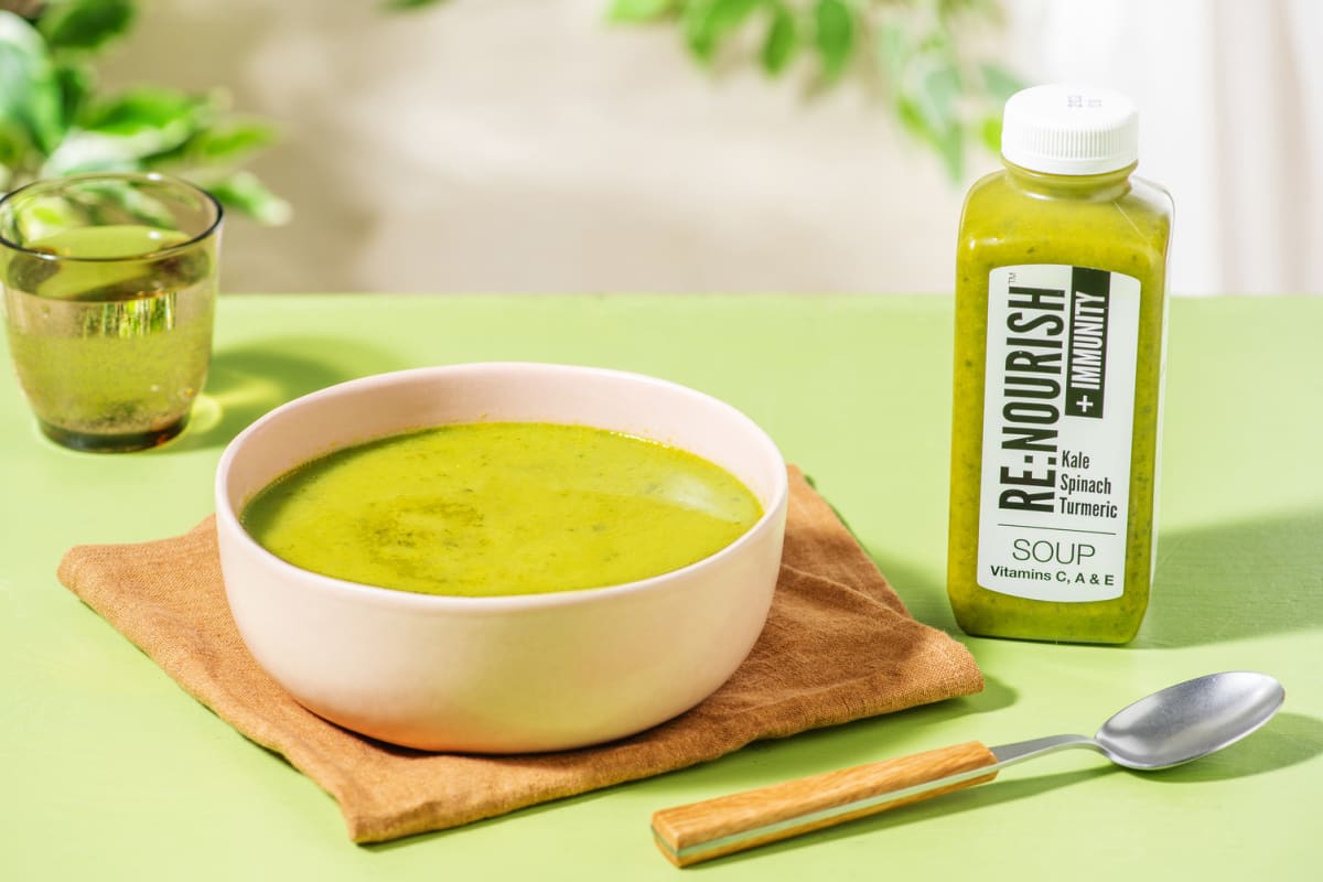 Re:Nourish Immunity: Kale, Spinach and Turmeric Soup