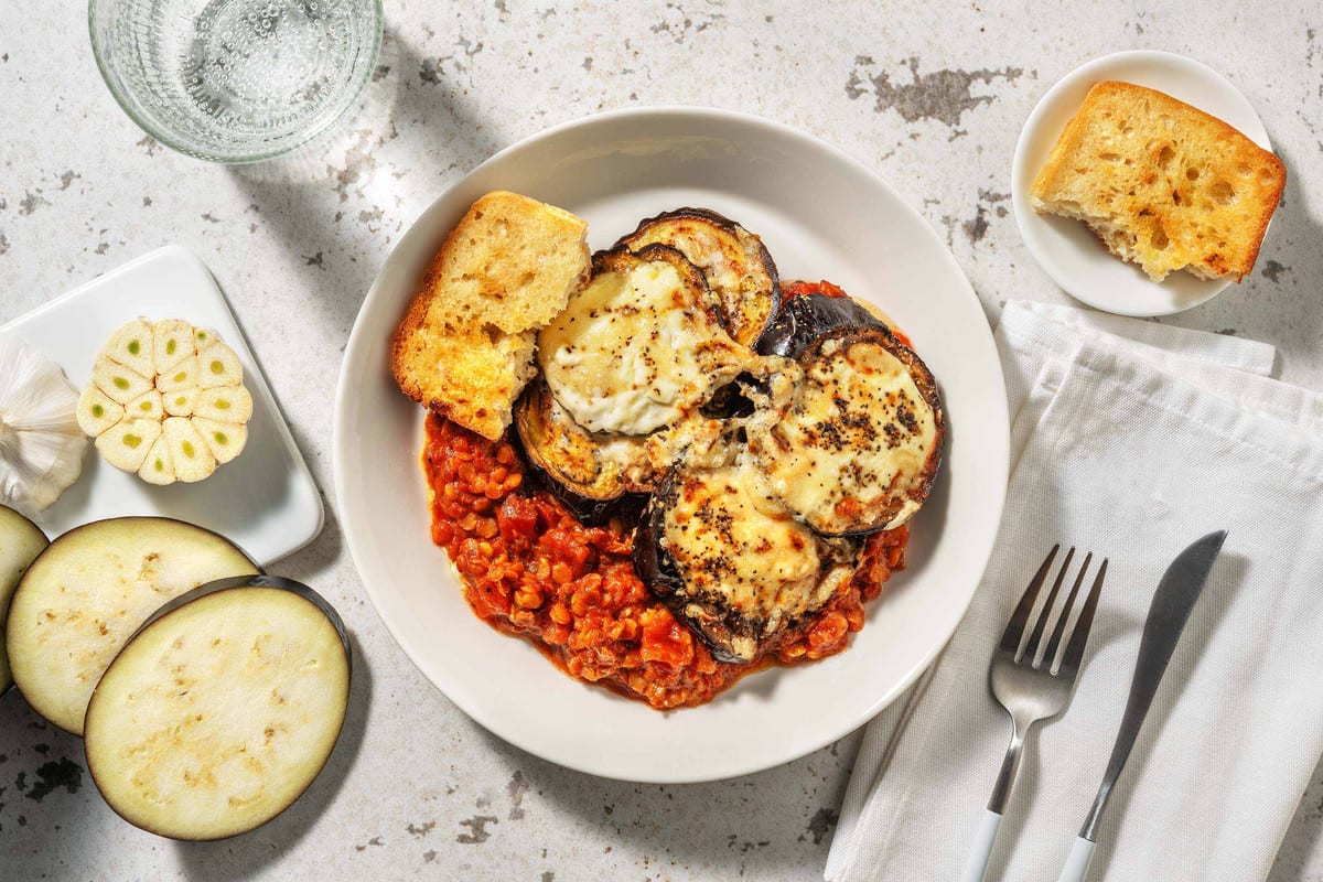 Hearty Aubergine and Lentil Veggie Moussaka