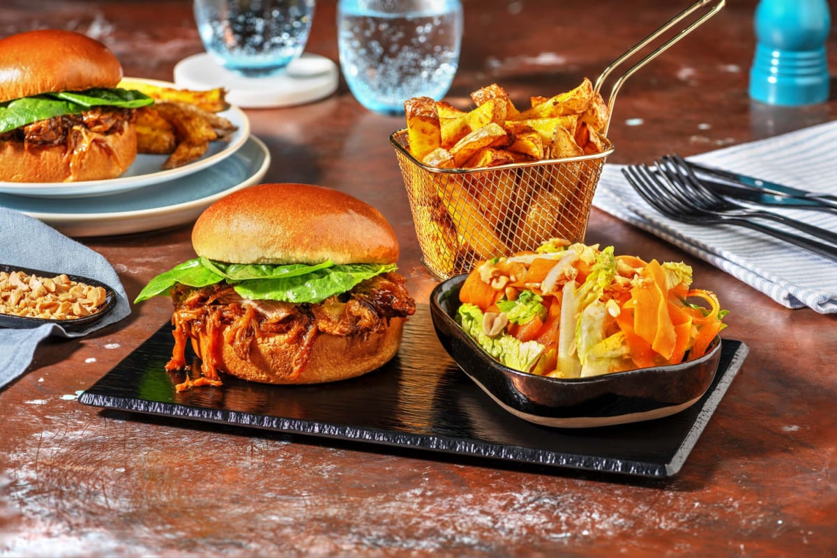 Thai Inspired Pulled Pork Burger and Chips