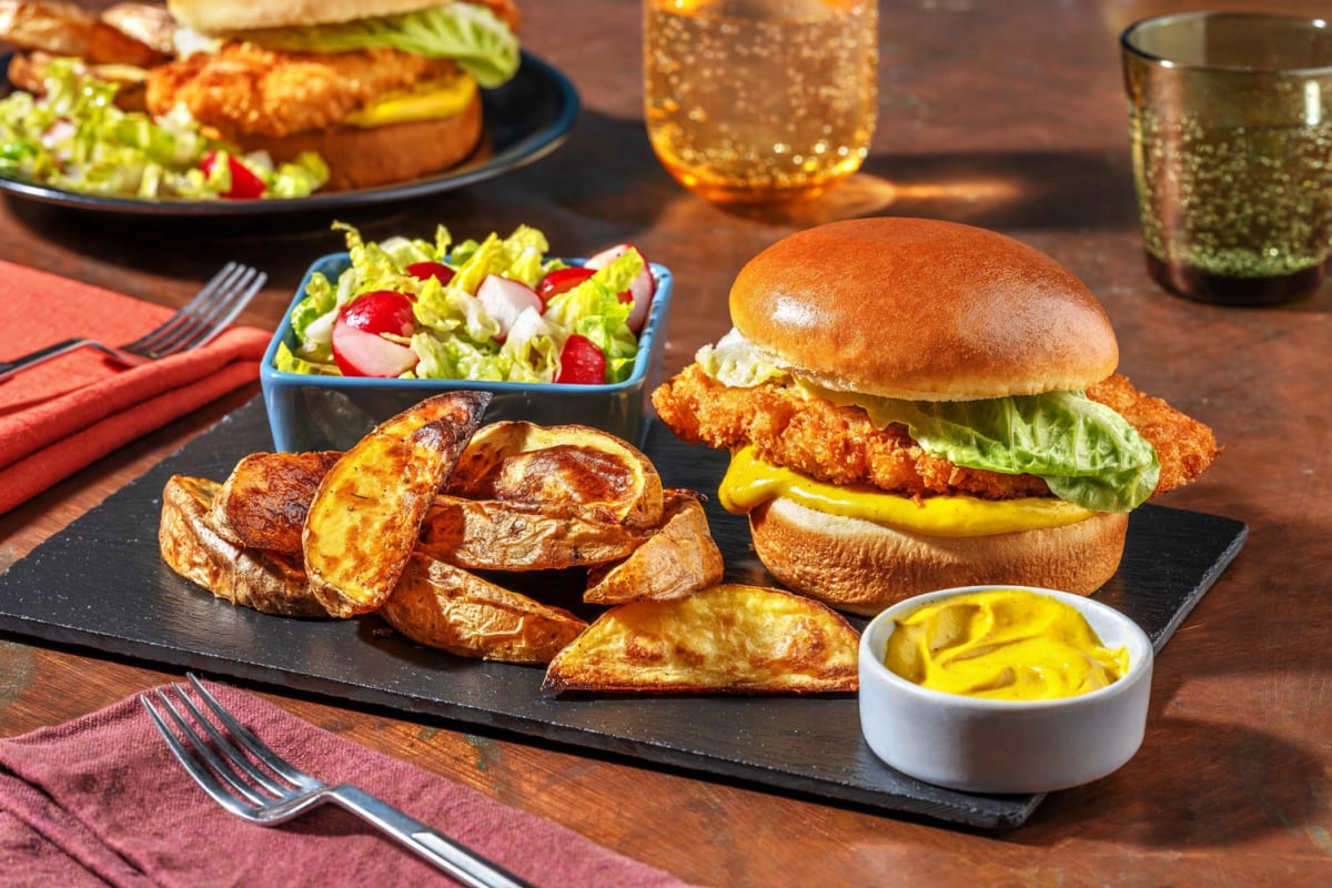 Crispy Chicken Katsu Burger and Wedges Recipe HelloFresh