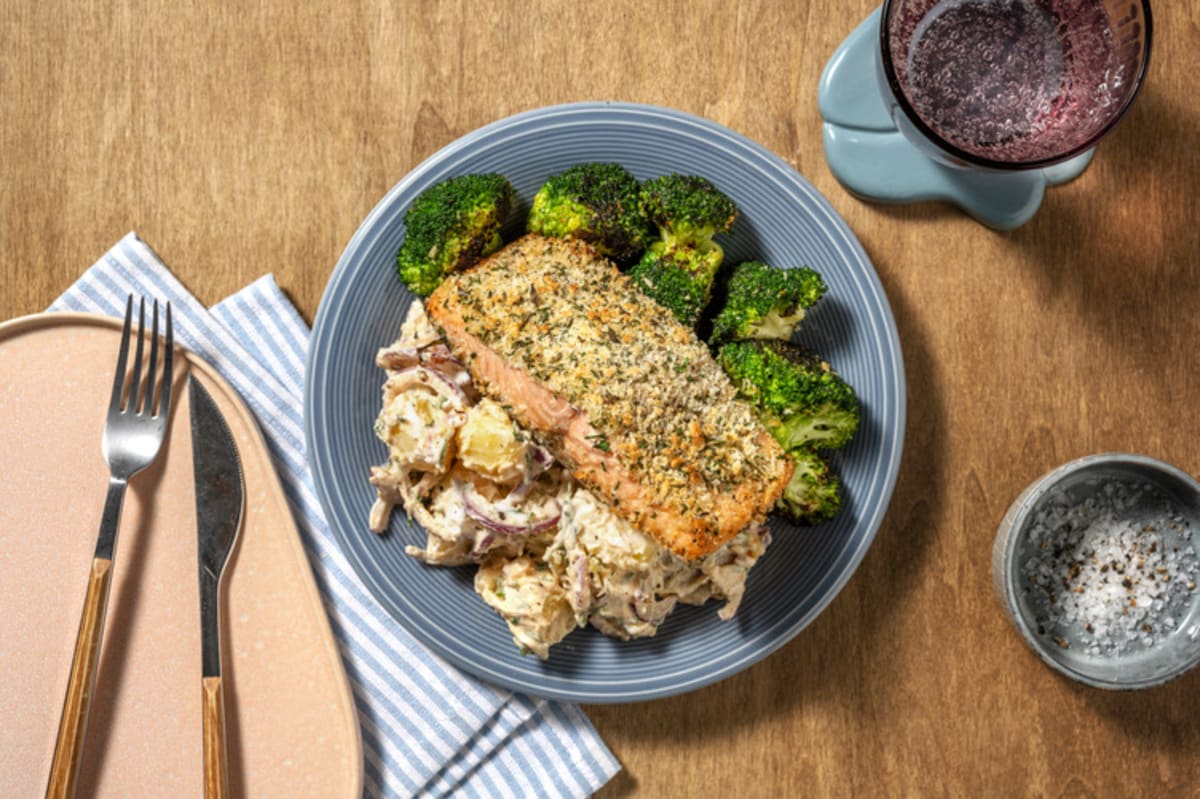 Crusted Salmon and Potato Salad