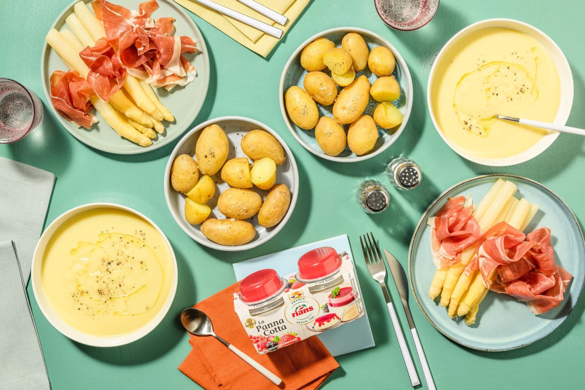 Weißer Spargel mit Schinken