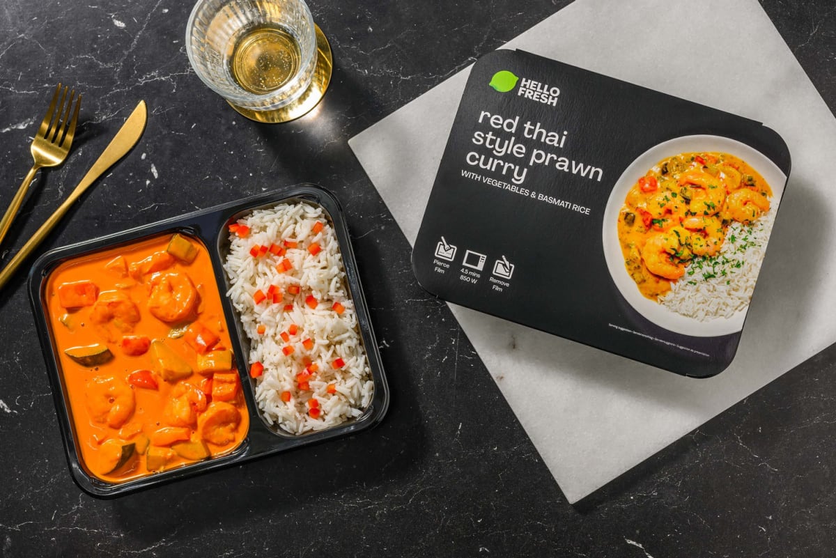 Red Thai Style Prawn Curry With Vegetables and Basmati Rice