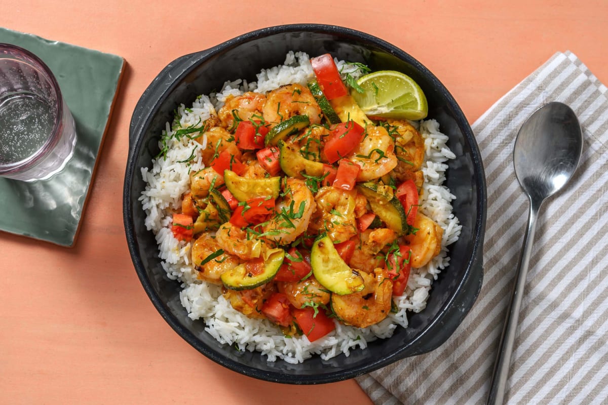 Curry de crevettes & légumes d'été