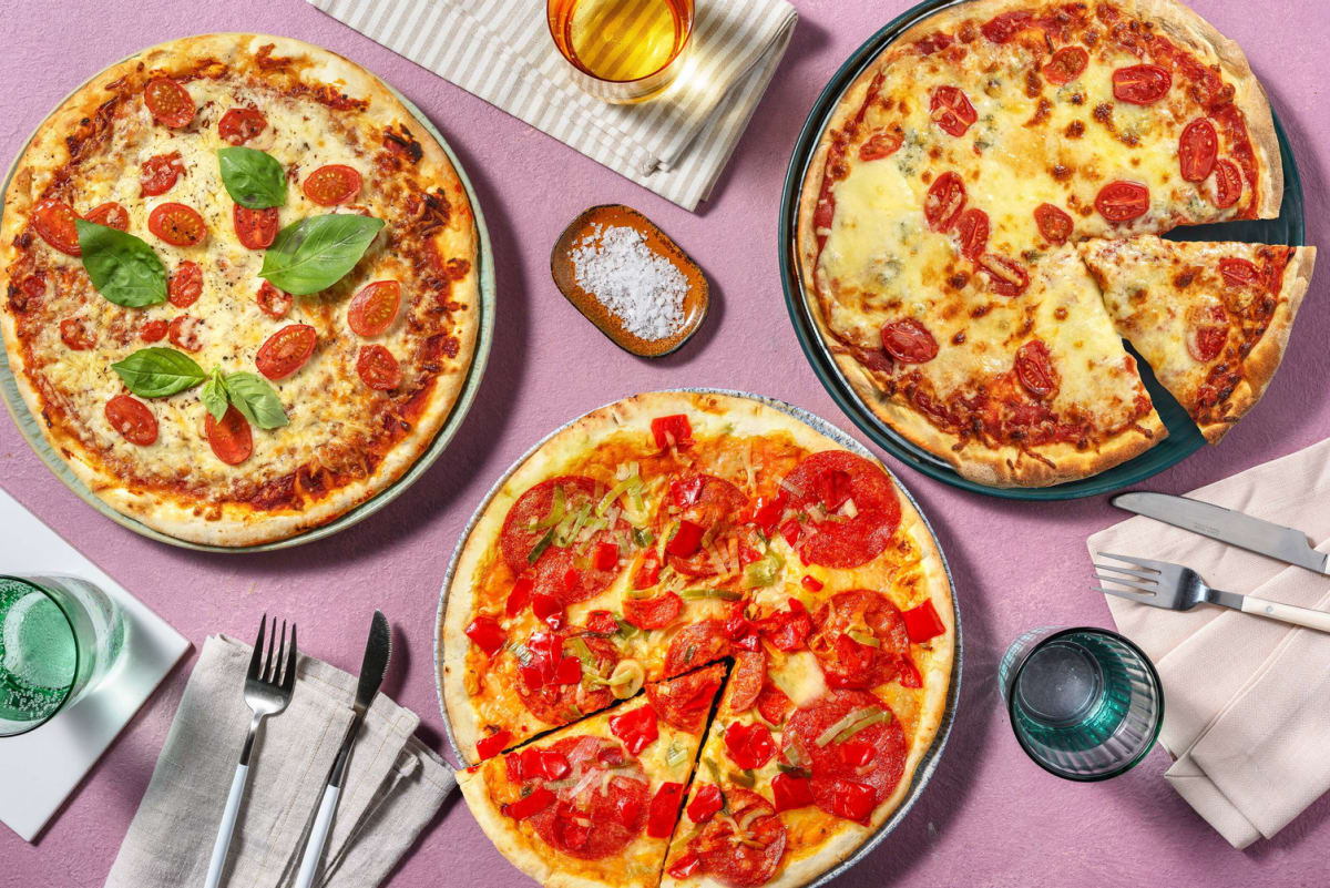 Pizza Party: Margherita, Chorizo ​​Piccante & Quattro Formaggi