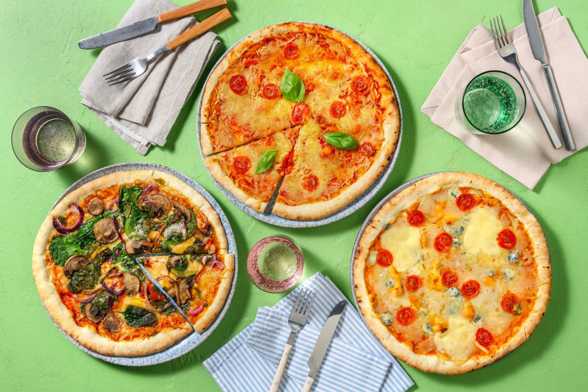 Pizza party - Margherita deluxe, Vegetariana & Quattro formaggio