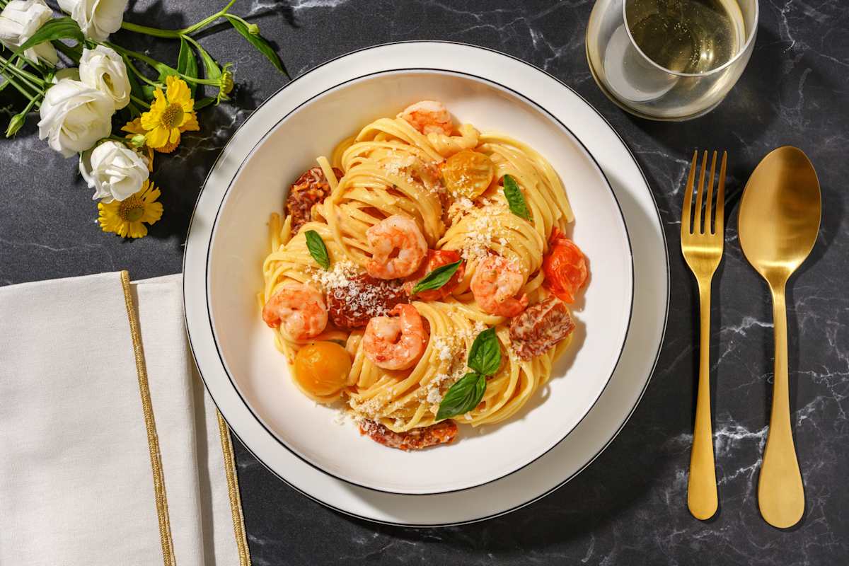 Frische Linguine mit Crevetten