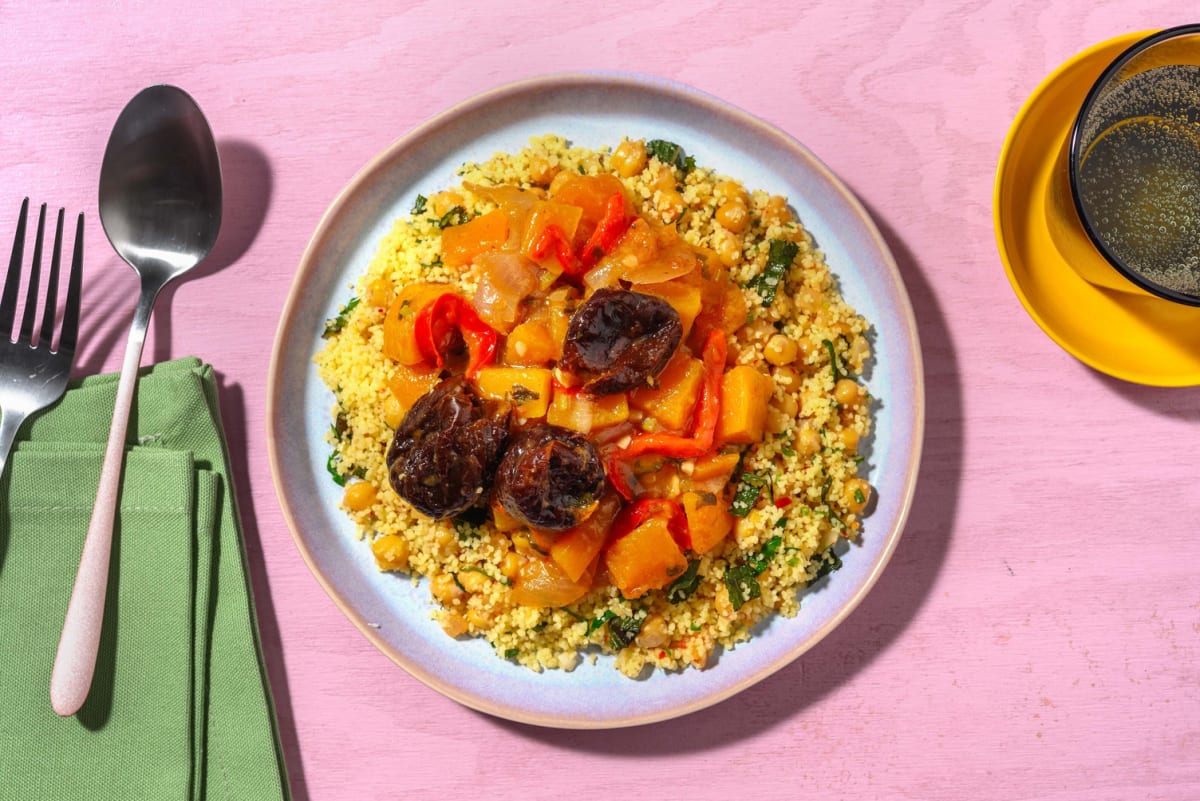 Tajine de légumes vegan et semoule