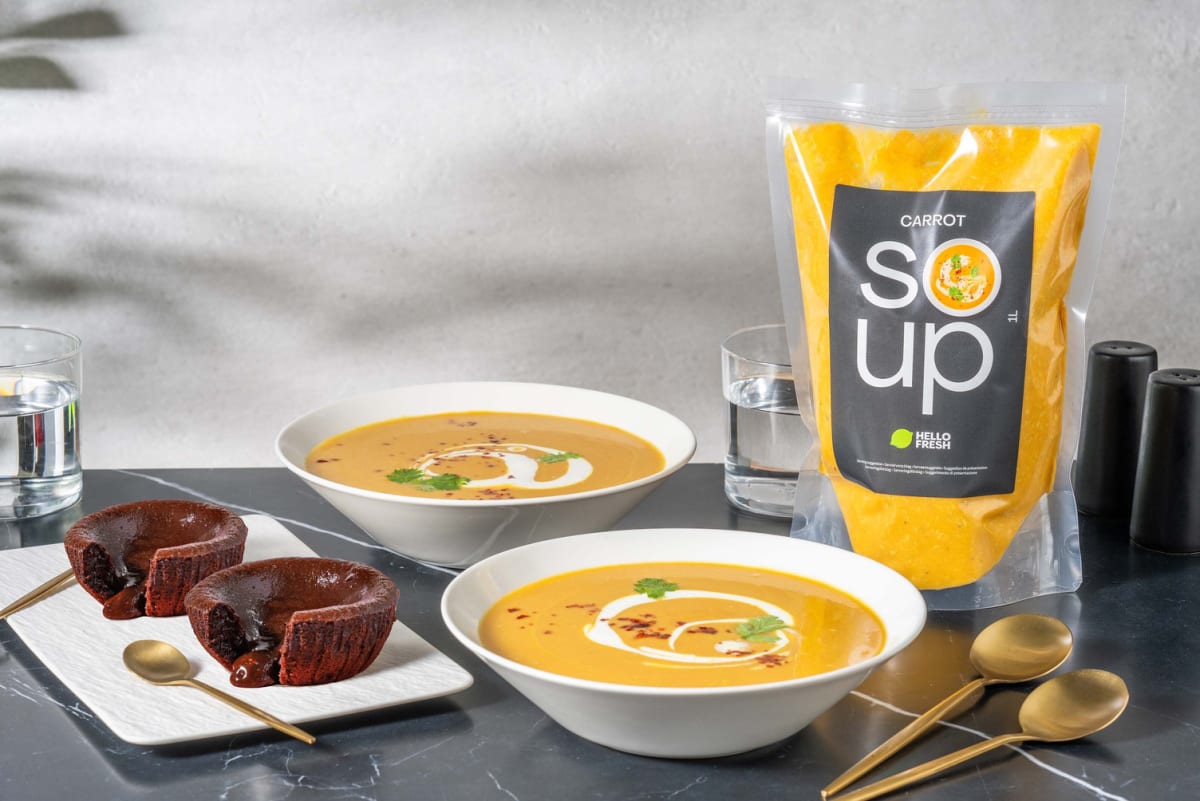 Duo: Carrot Soup with Chocolate Fondant
