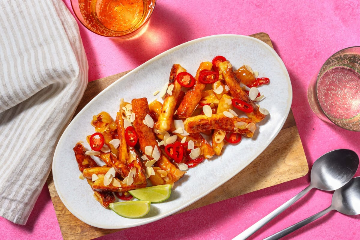 Sweet and Sticky Hot Honey Halloumi