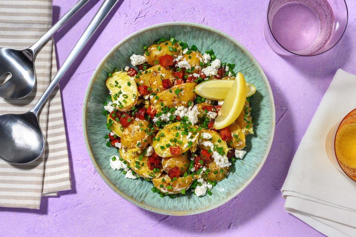 Chorizo and Greek Style Cheese Potato Salad