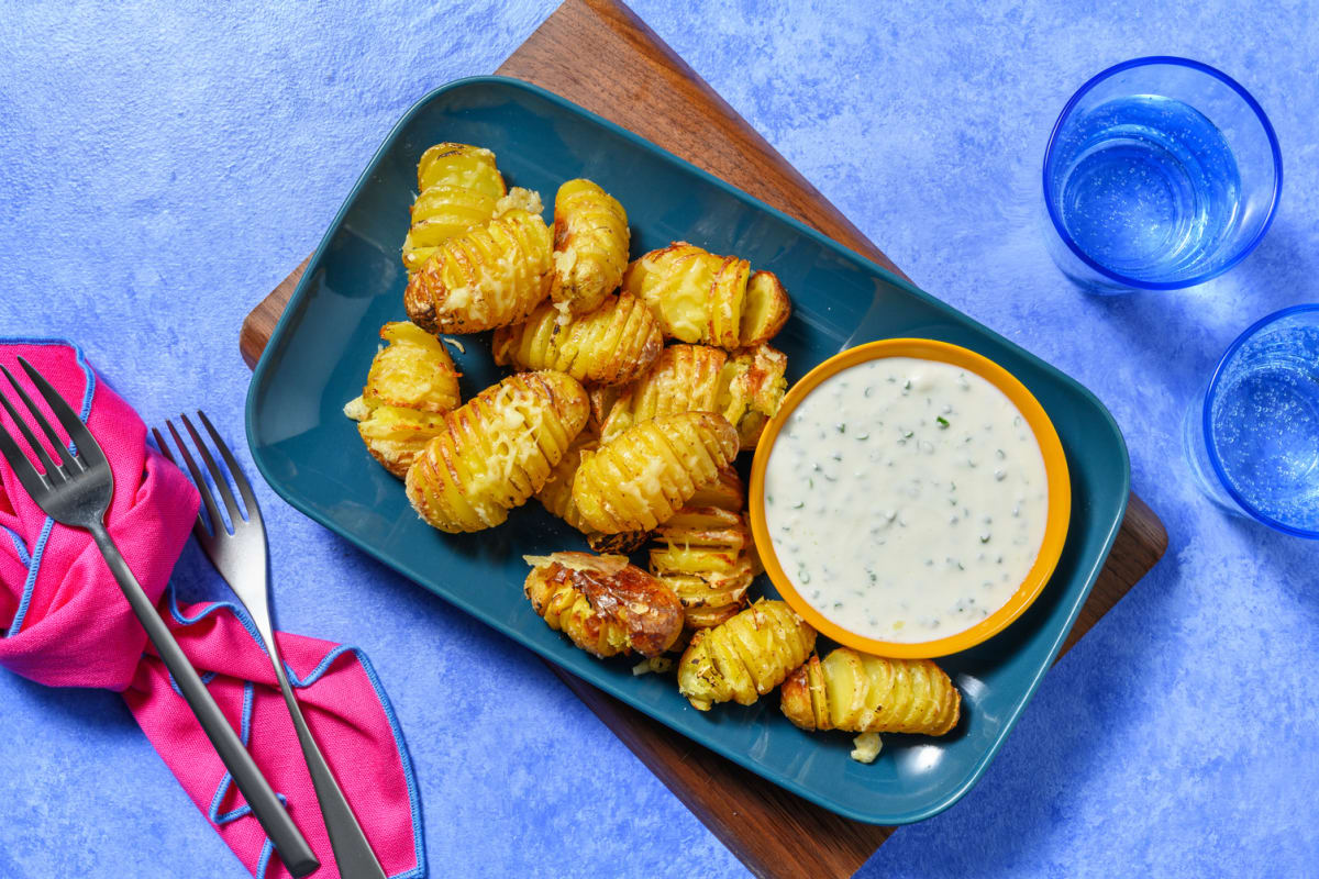 Cheddar Topped Mini Hasselback Potatoes